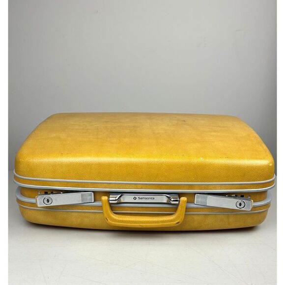 Vintage Samsonite Profile Hardside Suitcase Luggage Mustard Yellow MCM Retro 20" - Picture 7 of 13